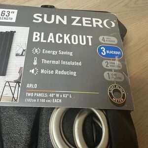 Sun Zero‎ Arlo Blackout Grommet Curtain 2 Panels 40x63 Energy Save Thermal 
Pack